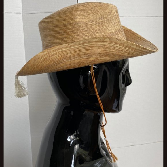 Sahuayo Legitimo Molded Straw Structured Cowboy Hat Bead Tassel Details 58/7.25 - Picture 1 of 12
